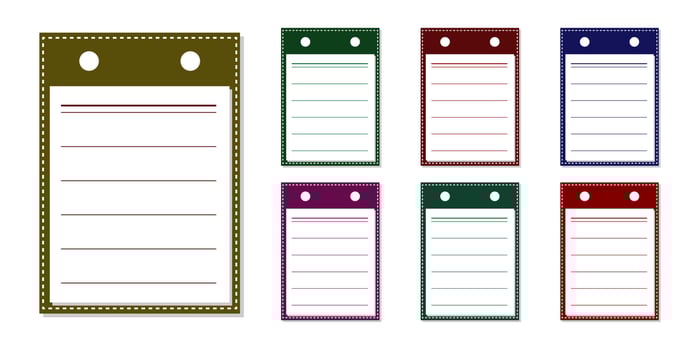 Set of colorful note papers on a white background. Design for your note and other purposes. vector