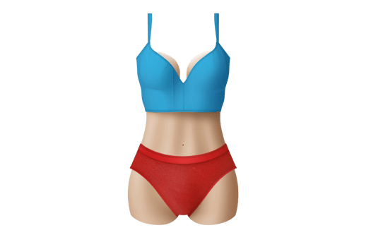 Woman wearing red and blue lingerie png