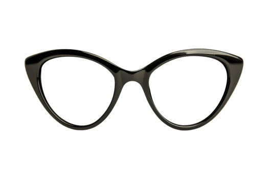 Black Cat Eye Glasses Isolated on White png