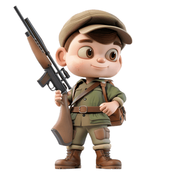 a cartoon soldier holding a rifle png