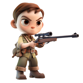 a cartoon soldier with a rifle png