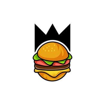 king burger food gradient logo design vector