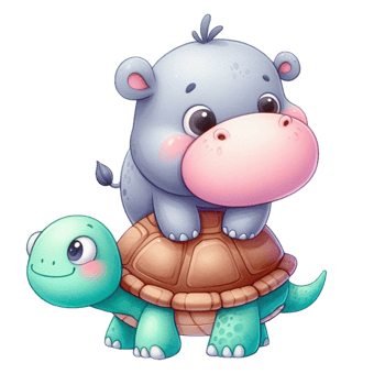aigenerated hippo on a turtle png