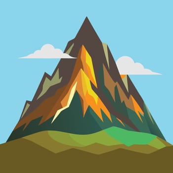 Mountain image, Flat color style. vector