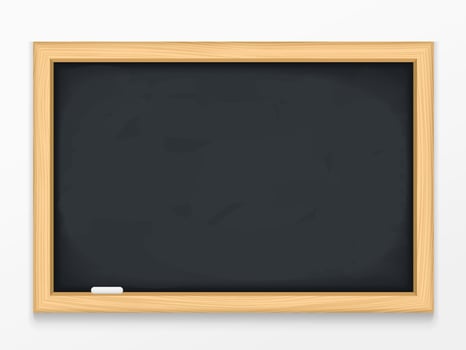 Blank black chalkboard with wooden frame vector