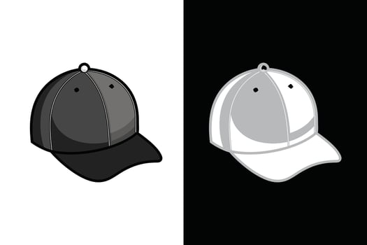 Black and white Color sport Cap Hat Mock up vector