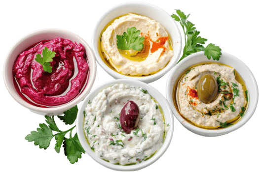 Variety Pack of Dips On Transparent Background. png