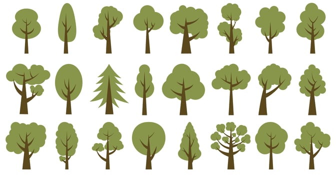 Collection of illustrations of trees. Can be used to illustrate any nature or healthy lifestyle theme. vector