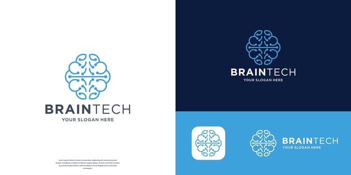brain connection logo icon. digital brain,brainstorm logo design. vector