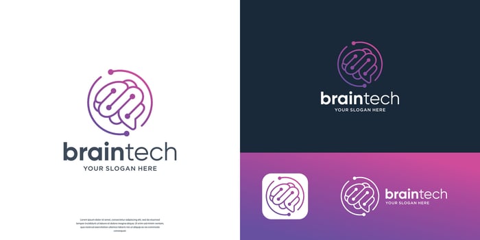 brain tech logo icon design with creative connect dot symbol. brain connection logo icon. vector