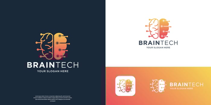 tech brain logo design, smart technology logo designs concept. vector