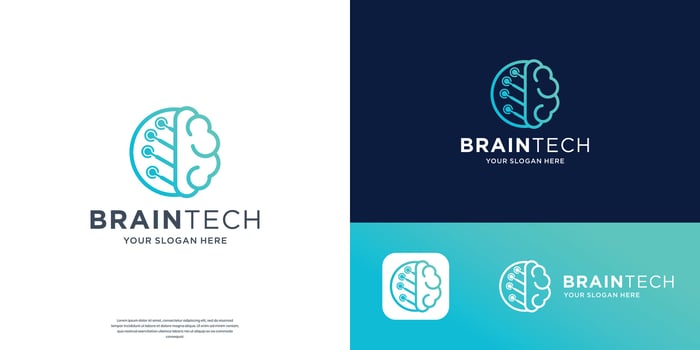 creative brain tech line logo design inspiration. vector