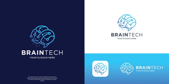 Abstract Digital Brain tech Logo Design for your business company identity. vector