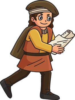 Columbus Day Man Reading Map Cartoon Clipart vector