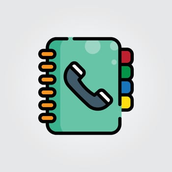 Colored outline phone book icon logo illustration design, for smartphone features theme design vector