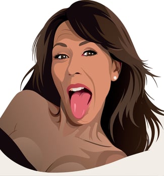 Young woman sticking out her tongue making funny face- vector