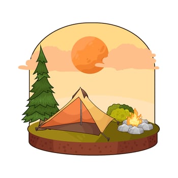 Camping in Verdant Forest illustration vector