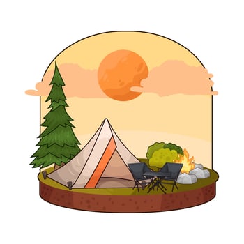 illustration of camping and campfire vector