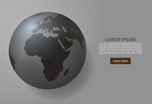 Stylish black globe map of Europe vector