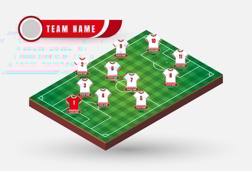 The 4-4-3 formation visualized on a dynamic field graphic. This visual guide to the beautiful game, showcasing every player's role on the pitch, is paired with a clean and modern. vector