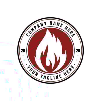 Rustic Stamp with fire flame for Traditional BBQ Barbecue Emblem Badge vector