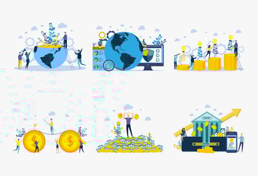 Creative idea to make a lot of money. The metaphor of a successful business. People catch money on the bait. vector