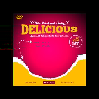 Delicious ice cream sale post design and social media banner post template vector