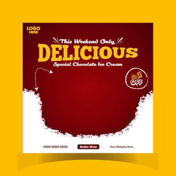 Delicious ice cream social media banner post template design vector