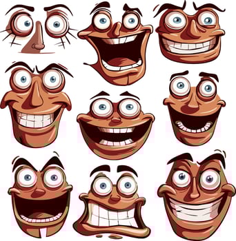 Set Quirky cartoon-style male faces vector