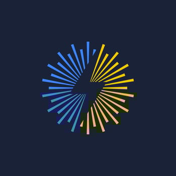 negative space lightning sun logo vector
