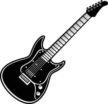 Guitar -Music instrument illustration black and White vector