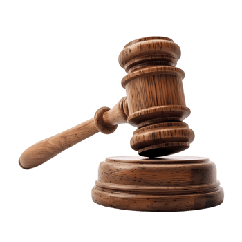 Wooden gavel on a vibrant transparent background high resolution png