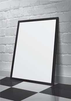 Blank Frame Mockup on floor and brick wall vector