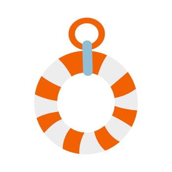 A cartoonish orange and white life preserver with a blue ring vector