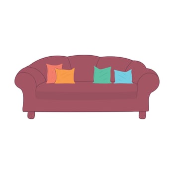Hand Drawn Sofa Couch With Pillows vector