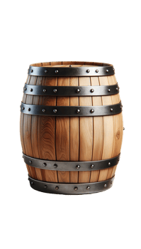 Old wooden barrel isolated on transparent png