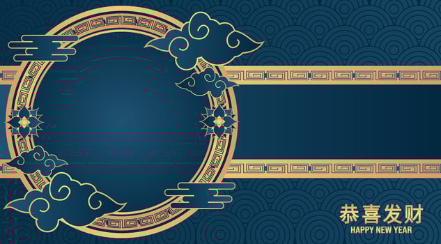 chinese new year greeting card with oriental design vector