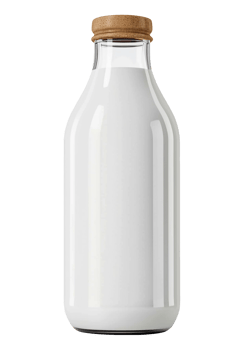a bottle of milk with brown cap on a transparent background png