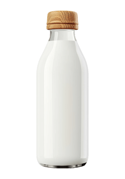 a bottle of milk with brown cap on a transparent background png