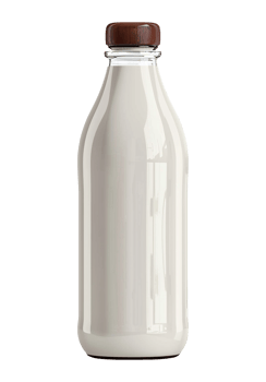 glass bottle of milk with dark brown cover png