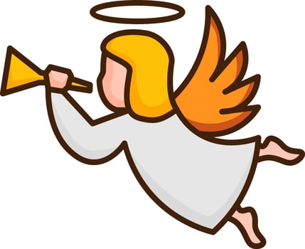 Christmas angel outline color icon. vector