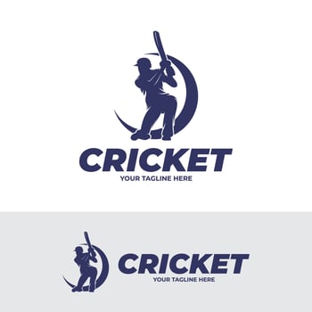 Cricket player logo design template vector