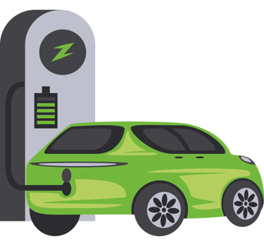 electric car charging in green station png