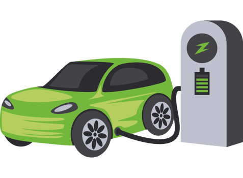electric car at charging station png