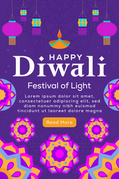 happy diwali festival of light illustration flyer template vector