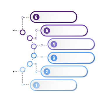 Blue tone infographic with 6 steps, process or options. Presentation slide template. png