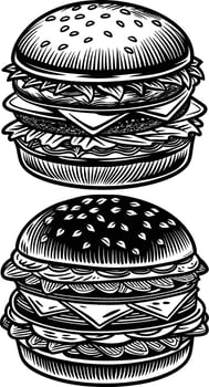 Burger fast food silhouette art vector
