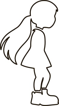 Cute Anime girl Sketch clipart Coloring page book vector