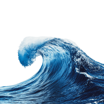 Large ocean wave crashing against the shore png