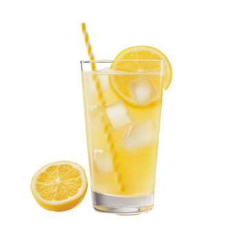 Refreshing lemonade with ice and lemon slices png